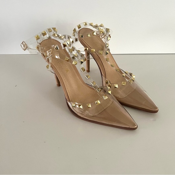 FASHION NOVA Clearly A Stud Pump Shoes Sz 61/2 - Picture 3 of 6